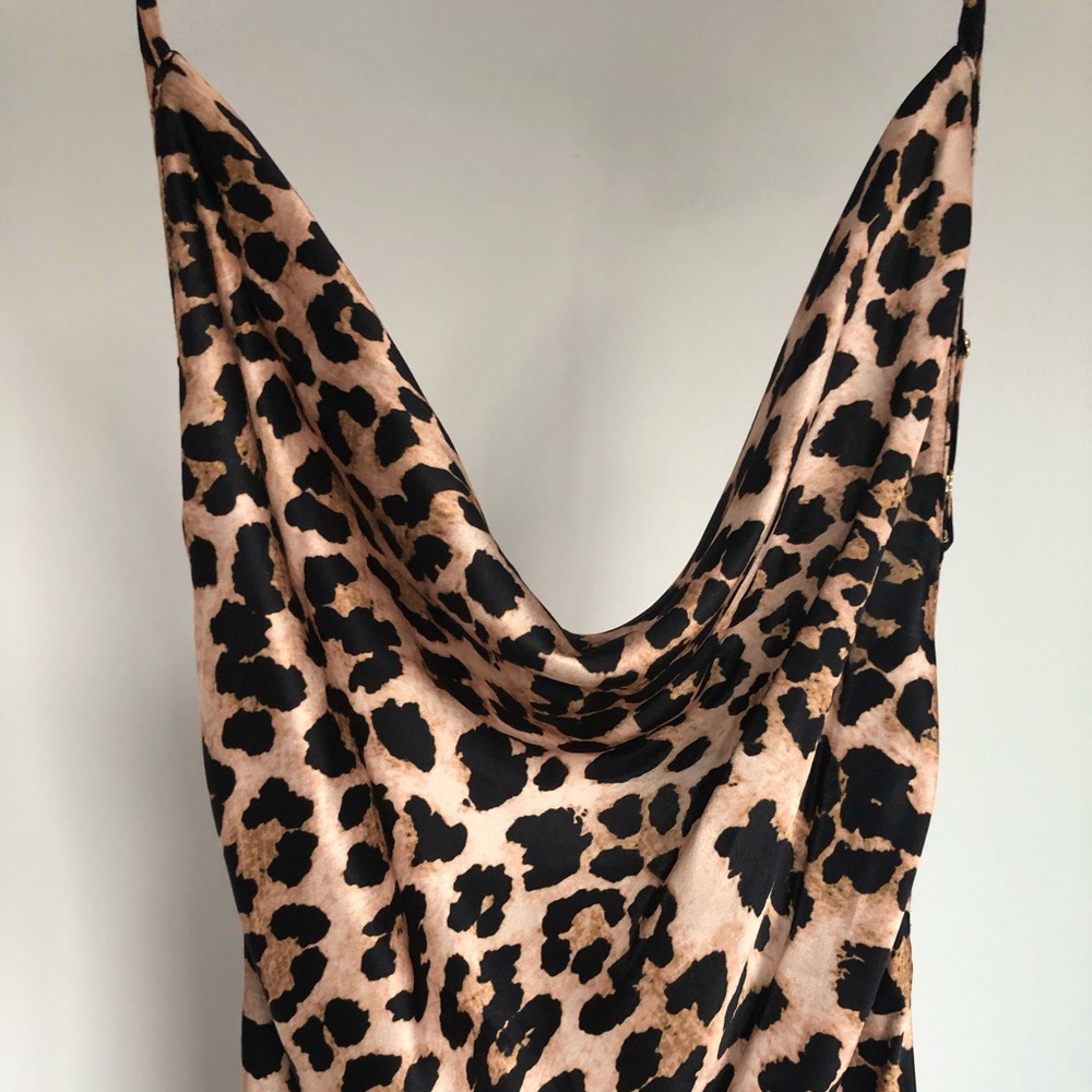 Amanda Uprichard- Cowl Midi Dress in Leopard XS - Picture 3 of 7